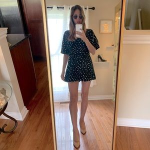 Black With A Splash of Red Polka Dot Summer Romper ☀️